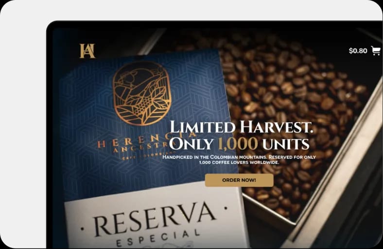 Herencia Coffee brand website preview