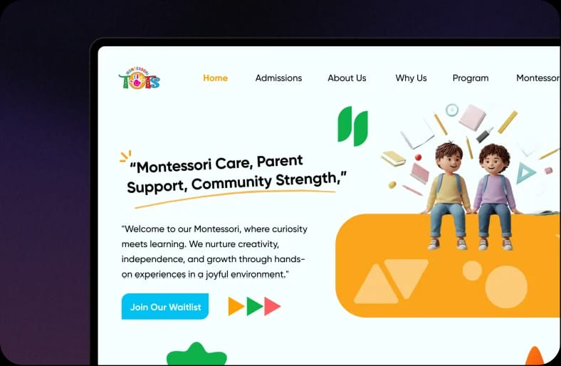 TOTS Montessori school website preview